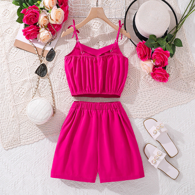 Girls Shoulder Straps Top With Shorts