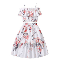 Girls Floral Printed Top with Skirt