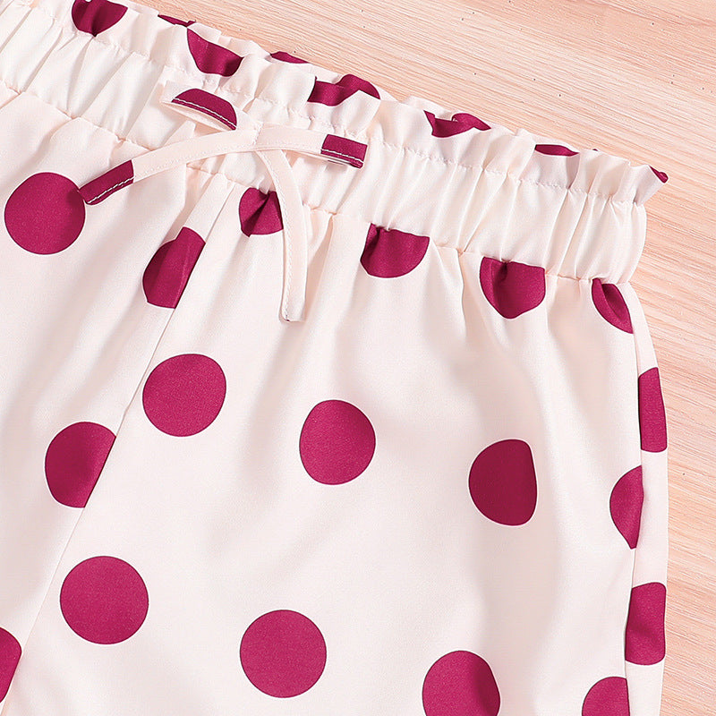 Girls Solid Top and Printed Shorts Set