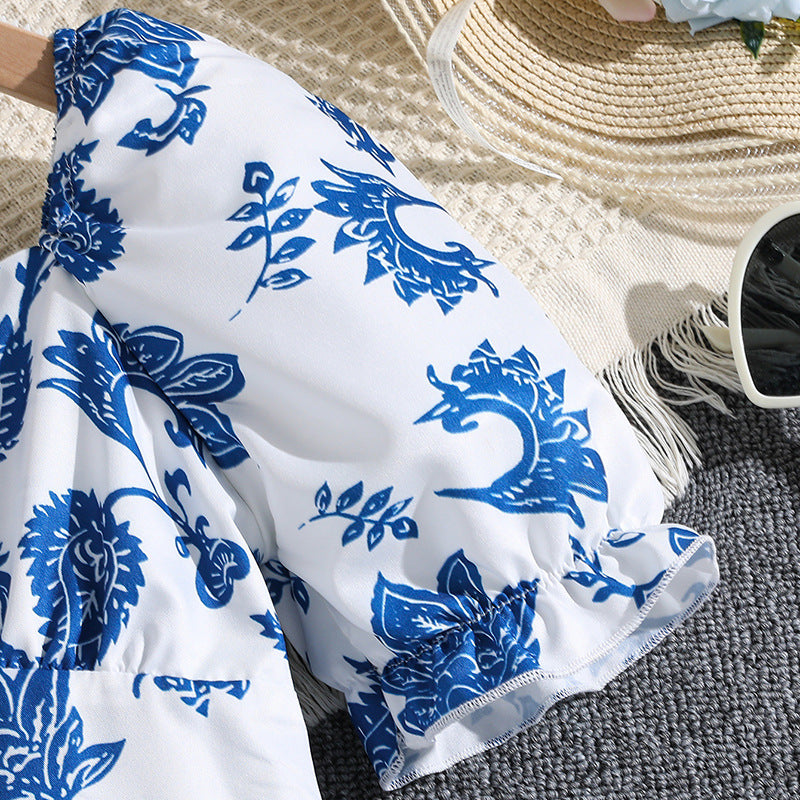 Floral Print Layered Fit & Flare Maxi Dress
