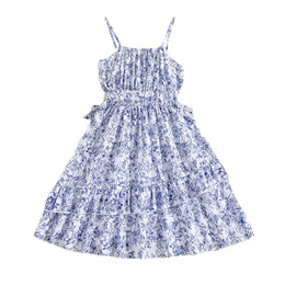 Girls Floral Print Layered A-Line Dress