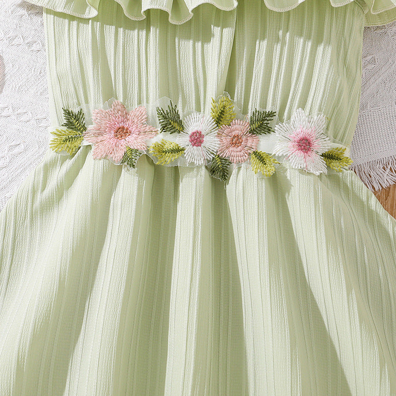 Off-Shoulder Applique Fit & Flare Maxi Dress