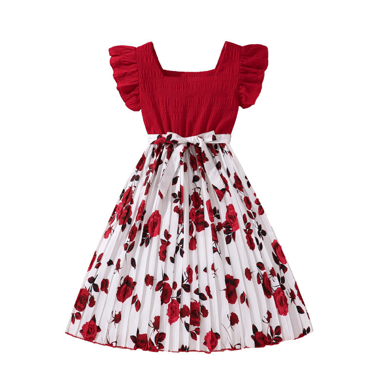 Floral Print Flutter Sleeve Fit & Flare Maxi Dress