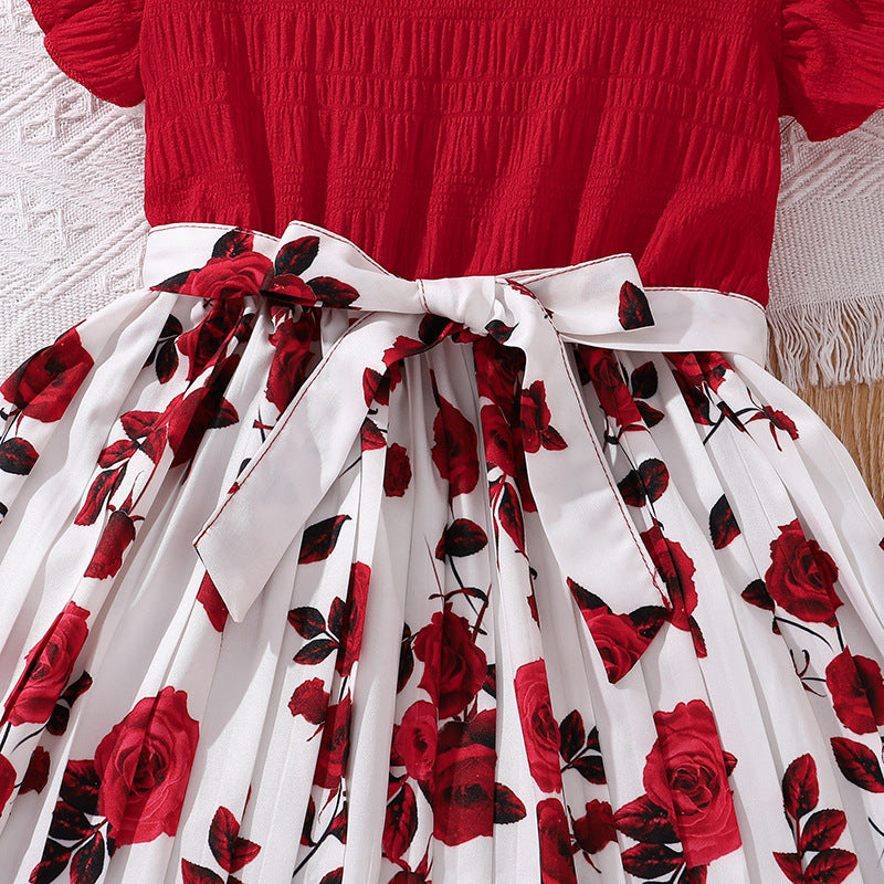 Floral Print Flutter Sleeve Fit & Flare Maxi Dress