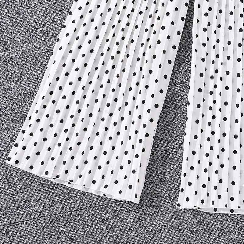 Girls Solid Printed Top with Polka Dots Printed Palazzos