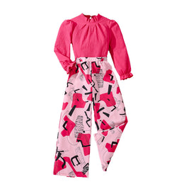 Girls Solid Top and Palazzos Set