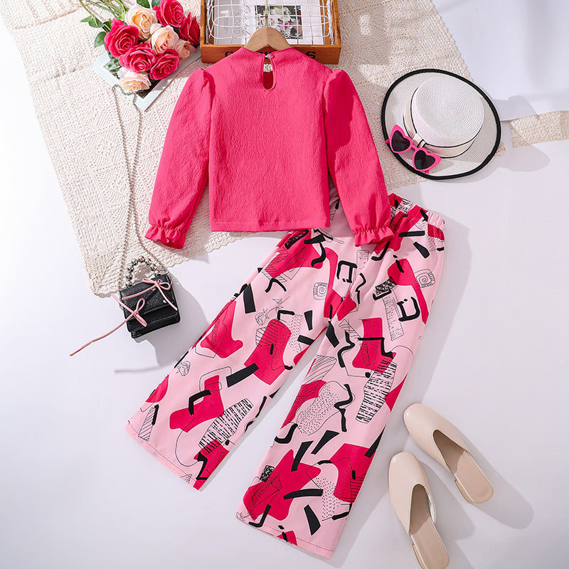 Girls Solid Top and Palazzos Set