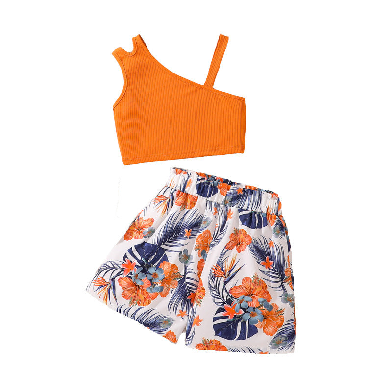 Girls Top with Printed Shorts