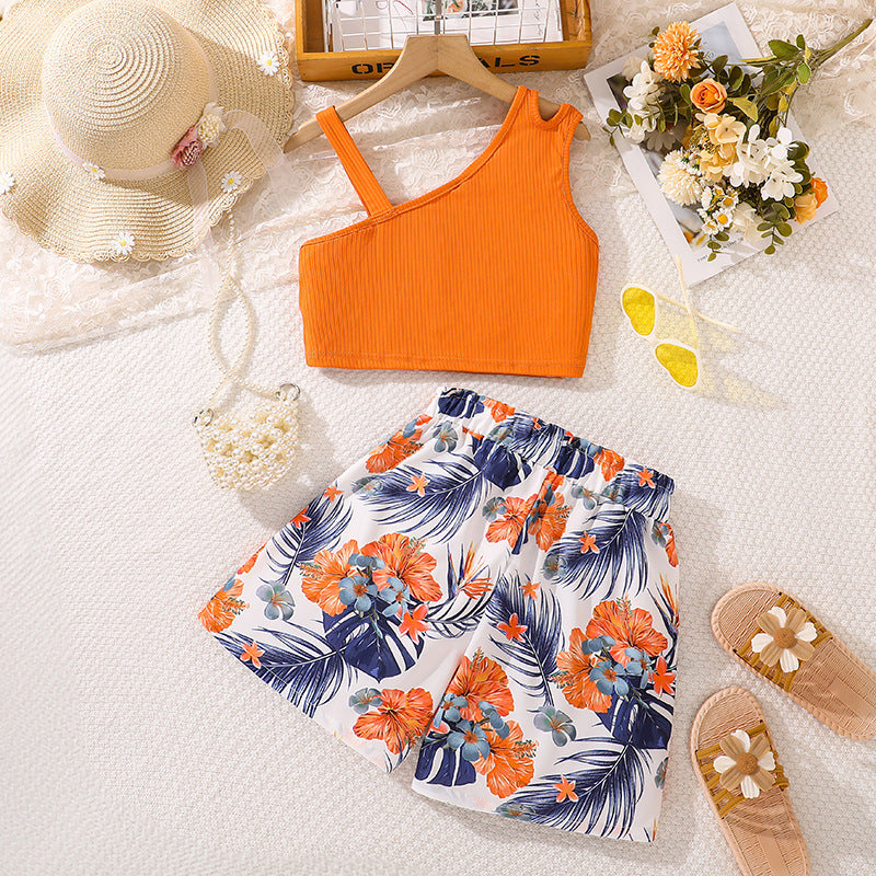 Girls Top with Printed Shorts