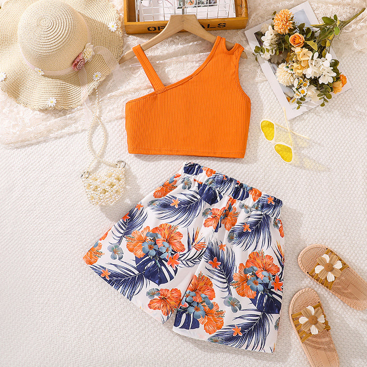 Girls Top with Printed Shorts