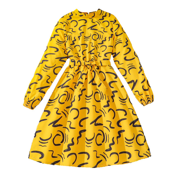 Girls Conversational Print Fit & Flare Dress