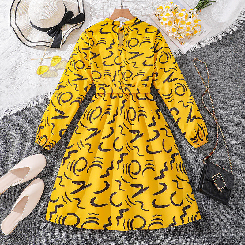 Girls Conversational Print Fit & Flare Dress