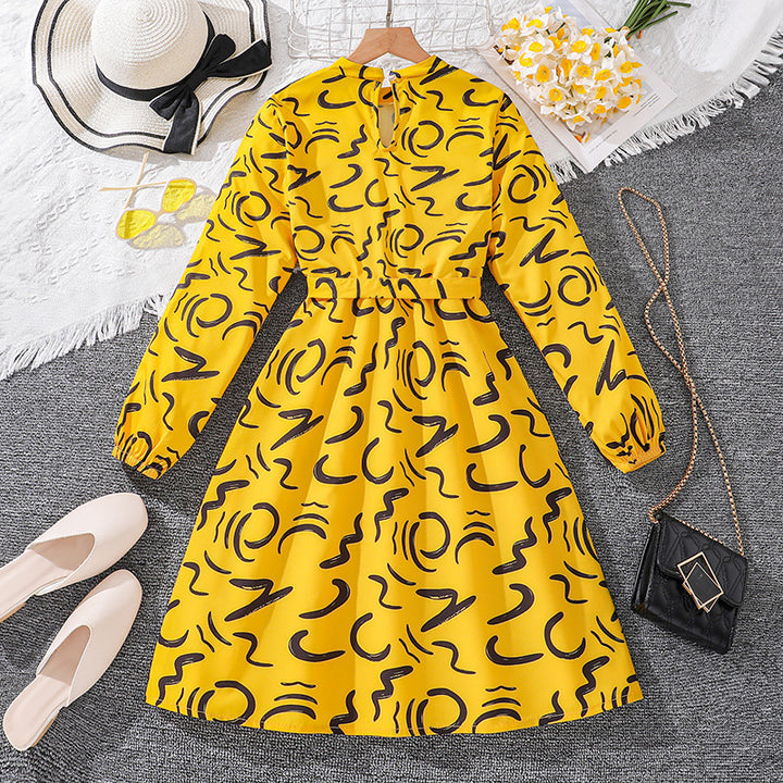 Girls Conversational Print Fit & Flare Dress