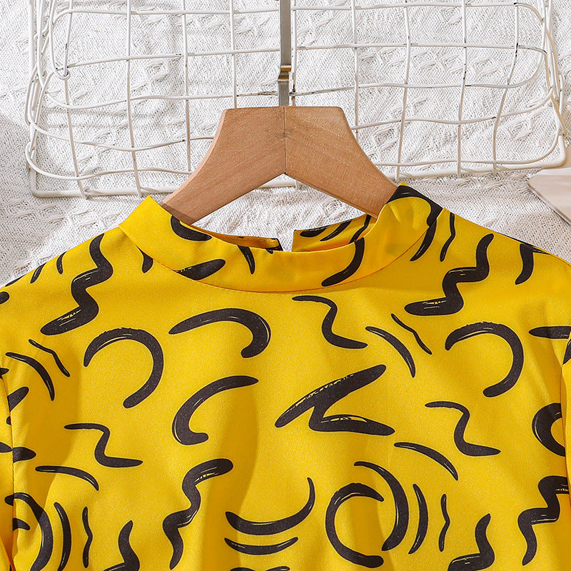 Girls Conversational Print Fit & Flare Dress