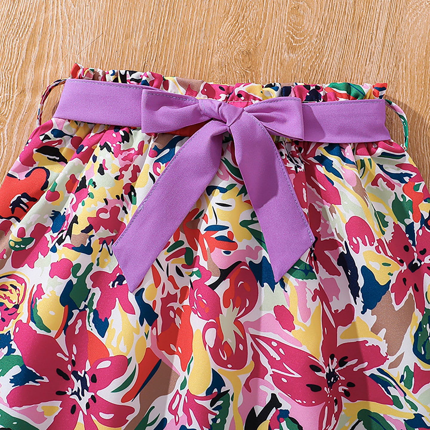 Girls Tropical Print A-Line Midi Dress