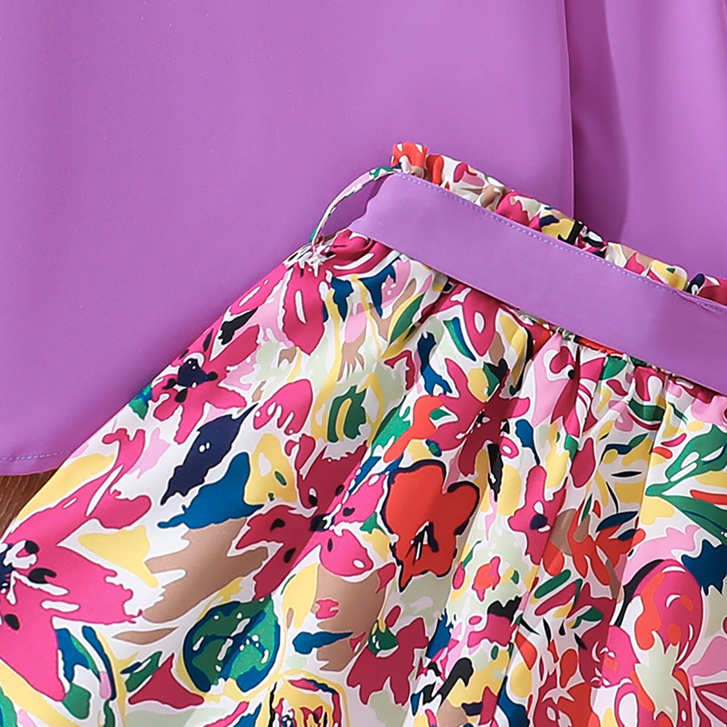 Girls Tropical Print A-Line Midi Dress