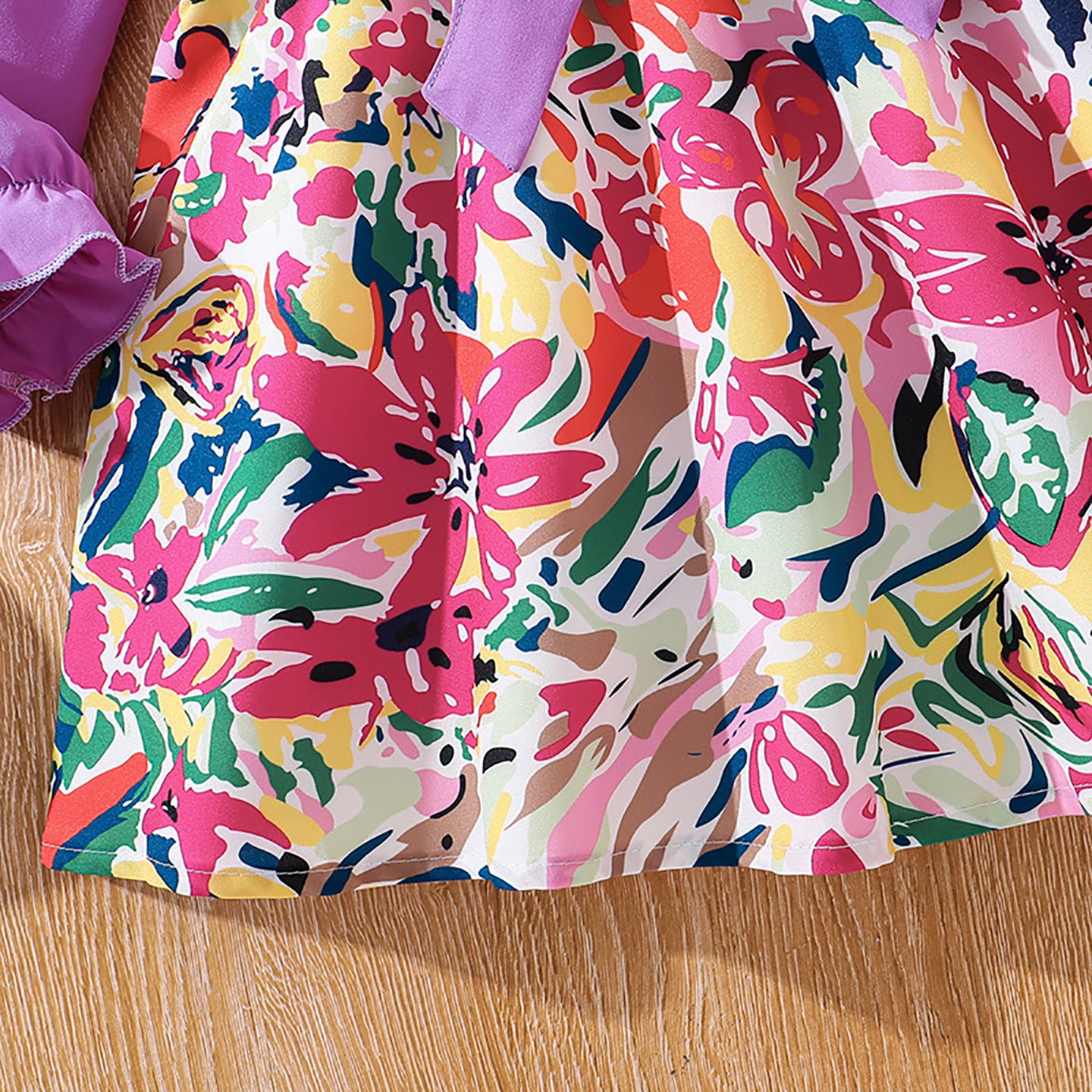 Girls Tropical Print A-Line Midi Dress