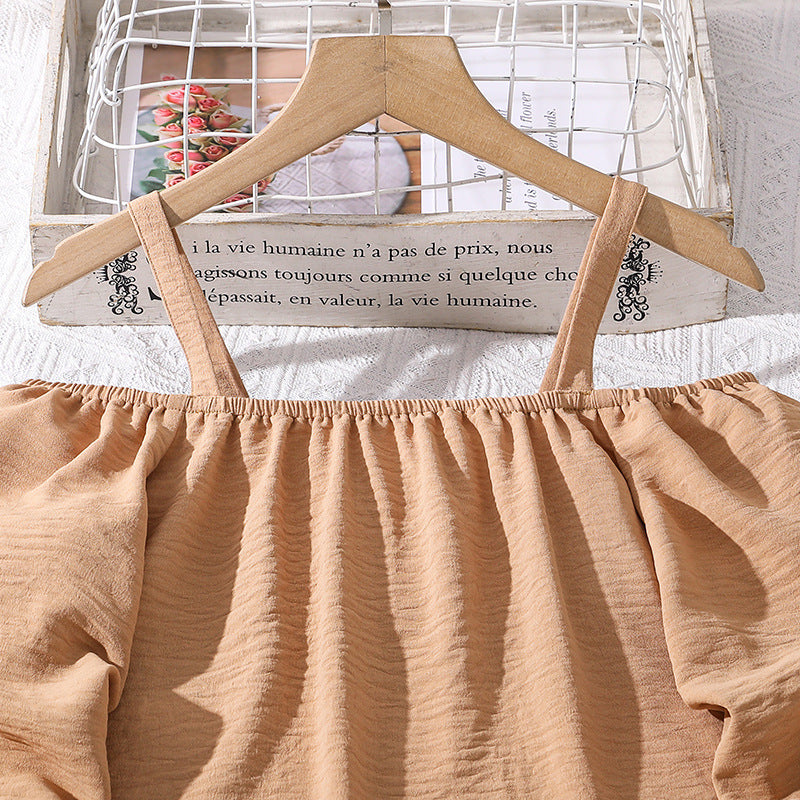 Girls Shoulder Straps Top With Trousers