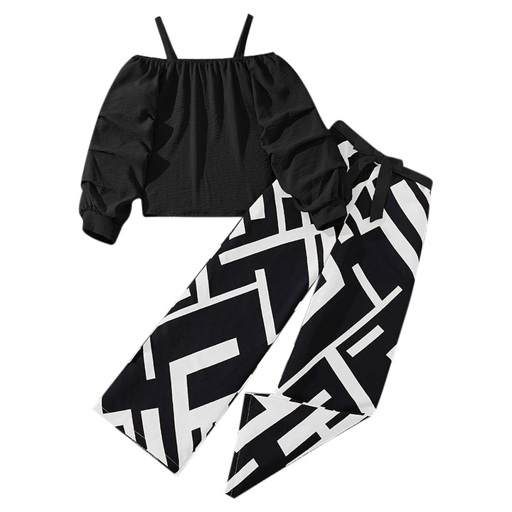 Girls Shoulder Straps Top With Trousers