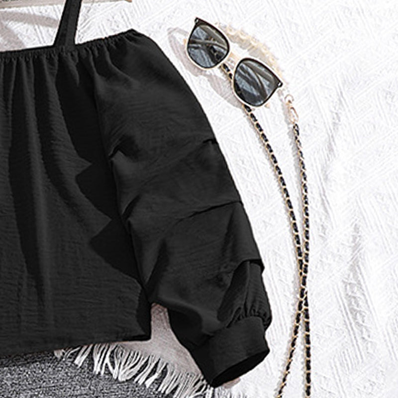 Girls Shoulder Straps Top With Trousers