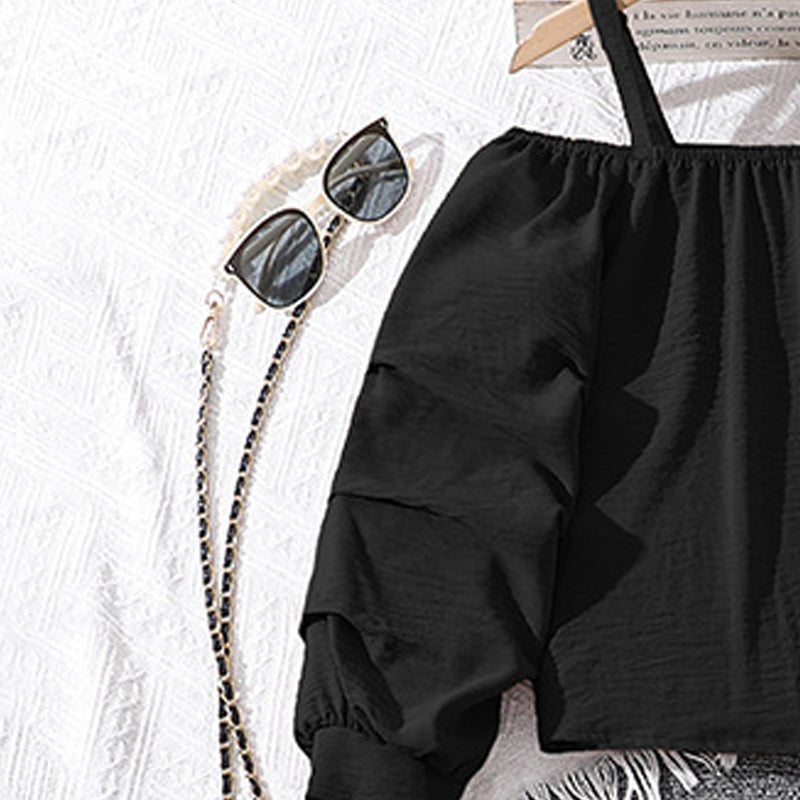 Girls Shoulder Straps Top With Trousers