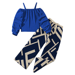 Girls Shoulder Straps Top With Trousers