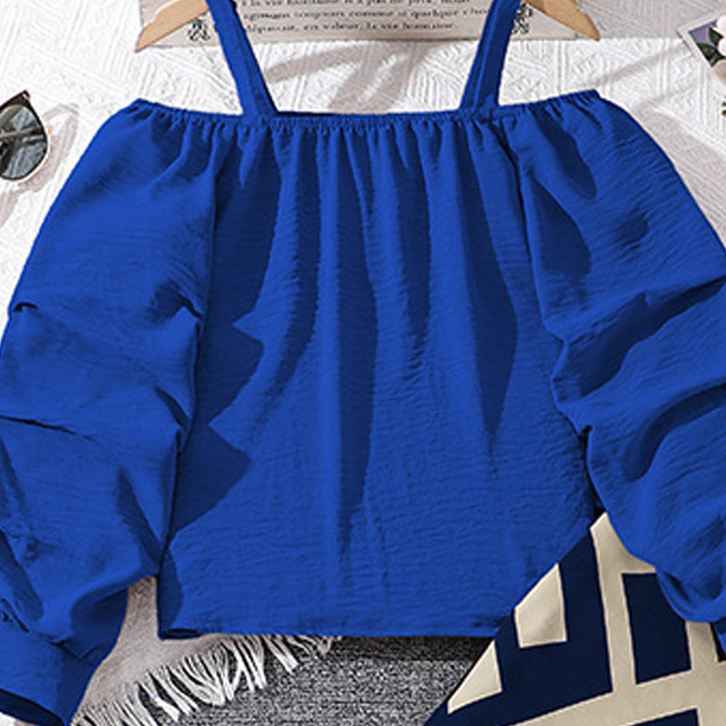 Girls Shoulder Straps Top With Trousers