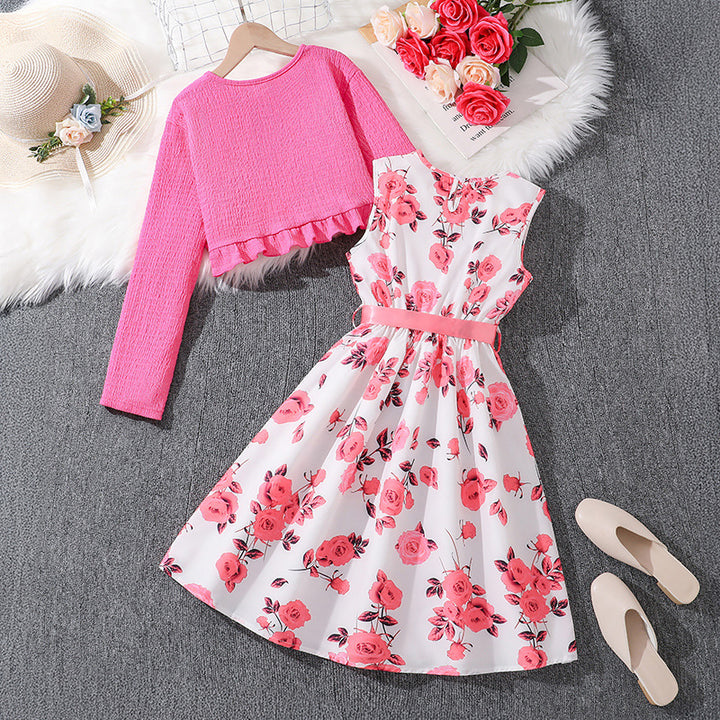 Girls Floral Printed A-Line Dress