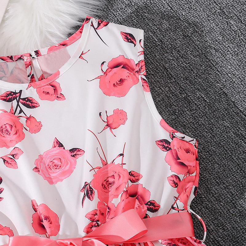 Girls Floral Printed A-Line Dress