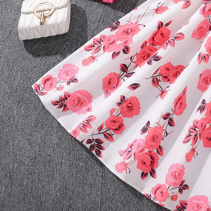 Girls Floral Printed A-Line Dress