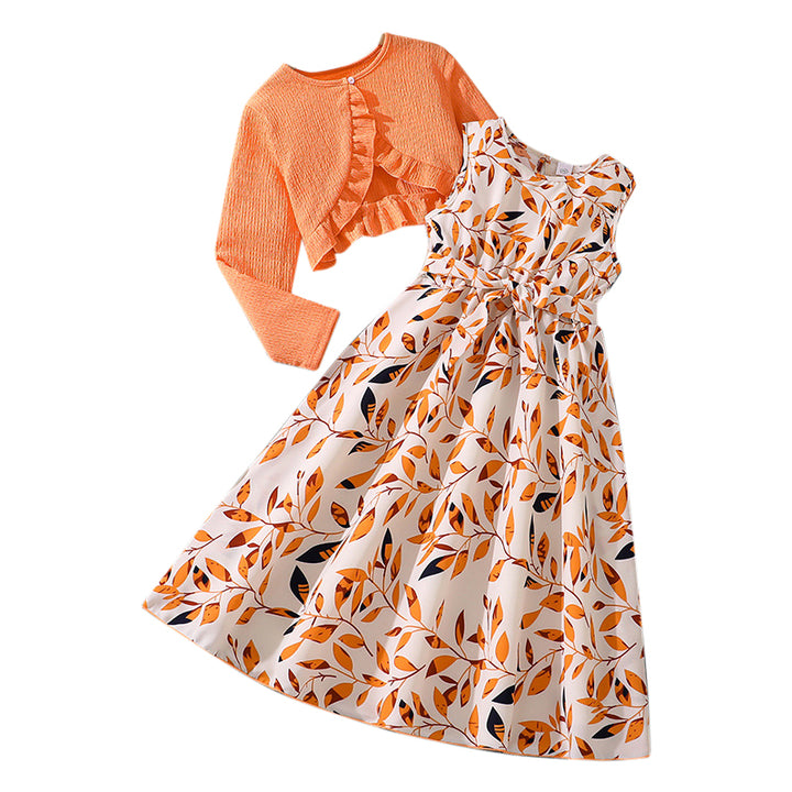 Girls Floral PrintedA-Line Dress Comes with a belt
