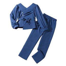 Girls V-Neck Top with Trousers