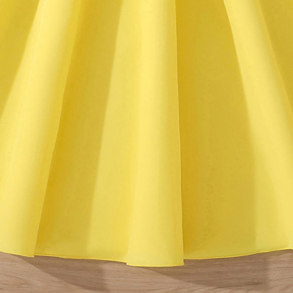 Girls Puff Sleeves Fit and Flare Dress