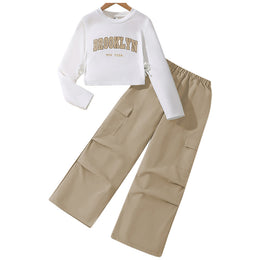 Girls Printed Round Neck Long Sleeves Top With Trouser