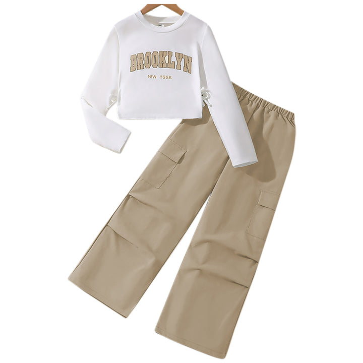 Girls Printed Round Neck Long Sleeves Top With Trouser
