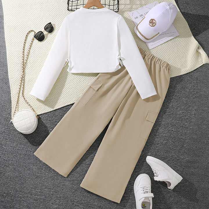 Girls Printed Round Neck Long Sleeves Top With Trouser