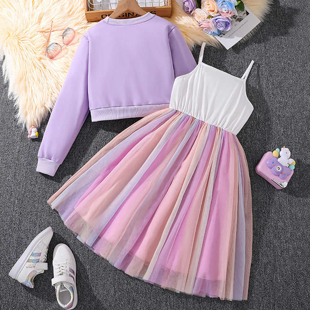 Girls Printed Top with Skirt