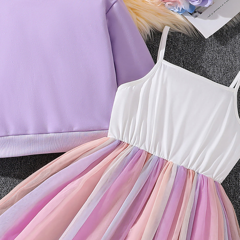 Girls Printed Top with Skirt