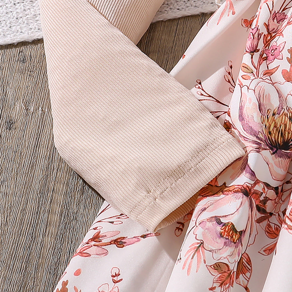 Girls Floral Print A-Line Dress