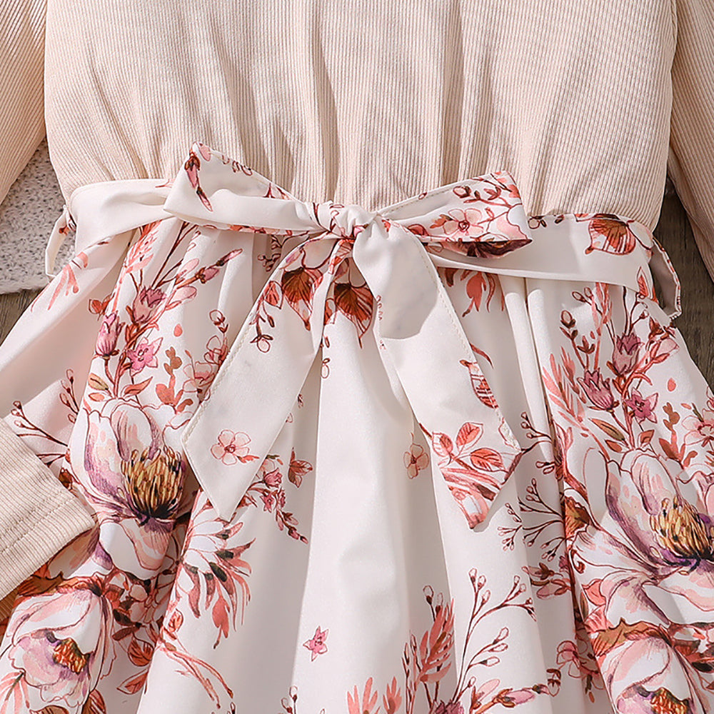 Girls Floral Print A-Line Dress