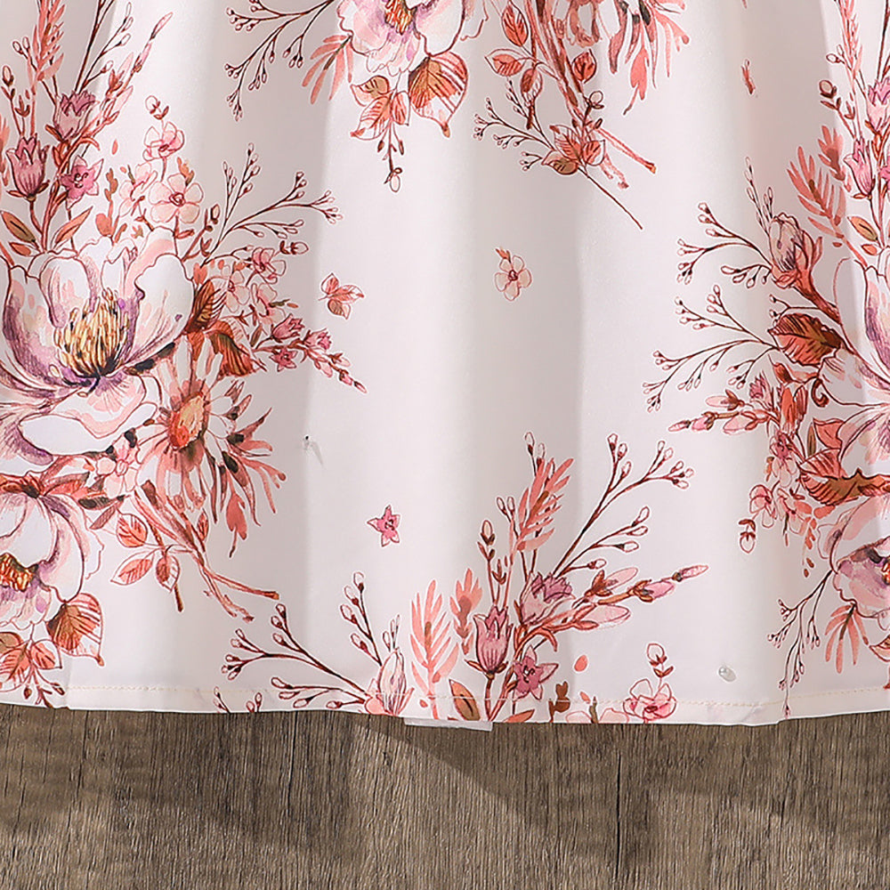 Girls Floral Print A-Line Dress