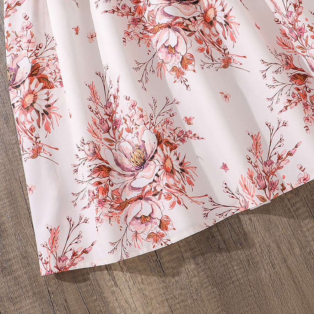 Girls Floral Print A-Line Dress