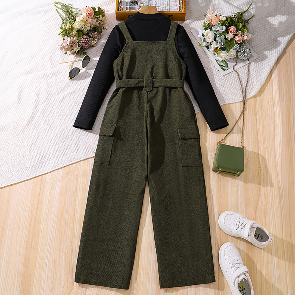 Girls Top with Trouser & Suspenders