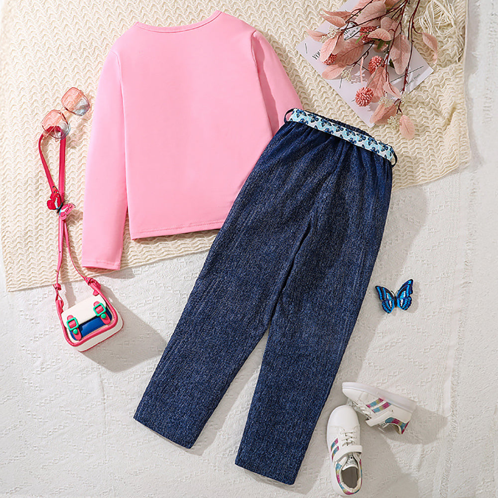 Girls Printed Long Sleeves T-shirt With Trouser