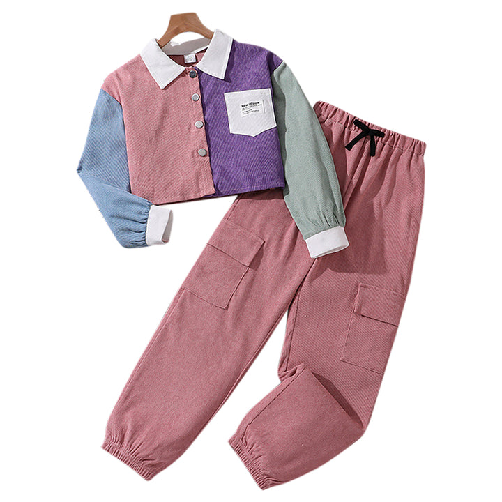 Girls Colourblocked Shirt with Trouser