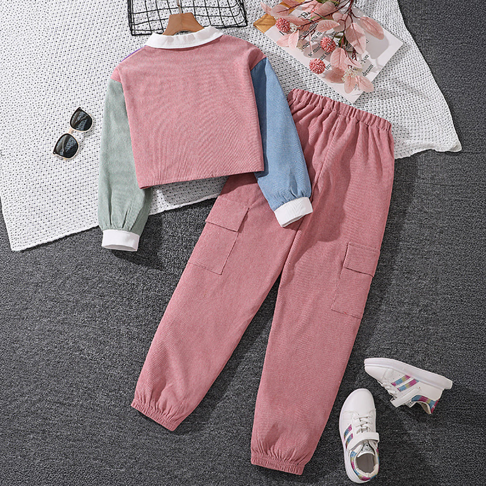 Girls Colourblocked Shirt with Trouser