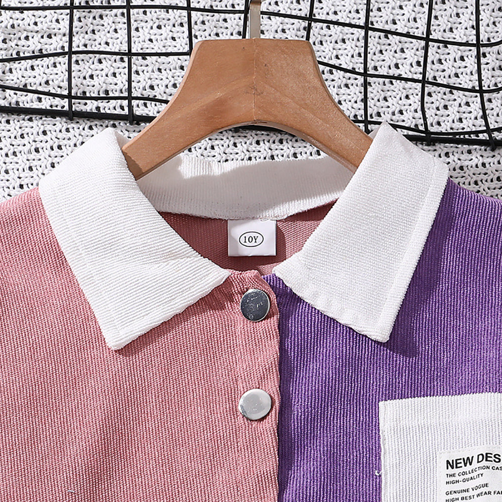 Girls Colourblocked Shirt with Trouser