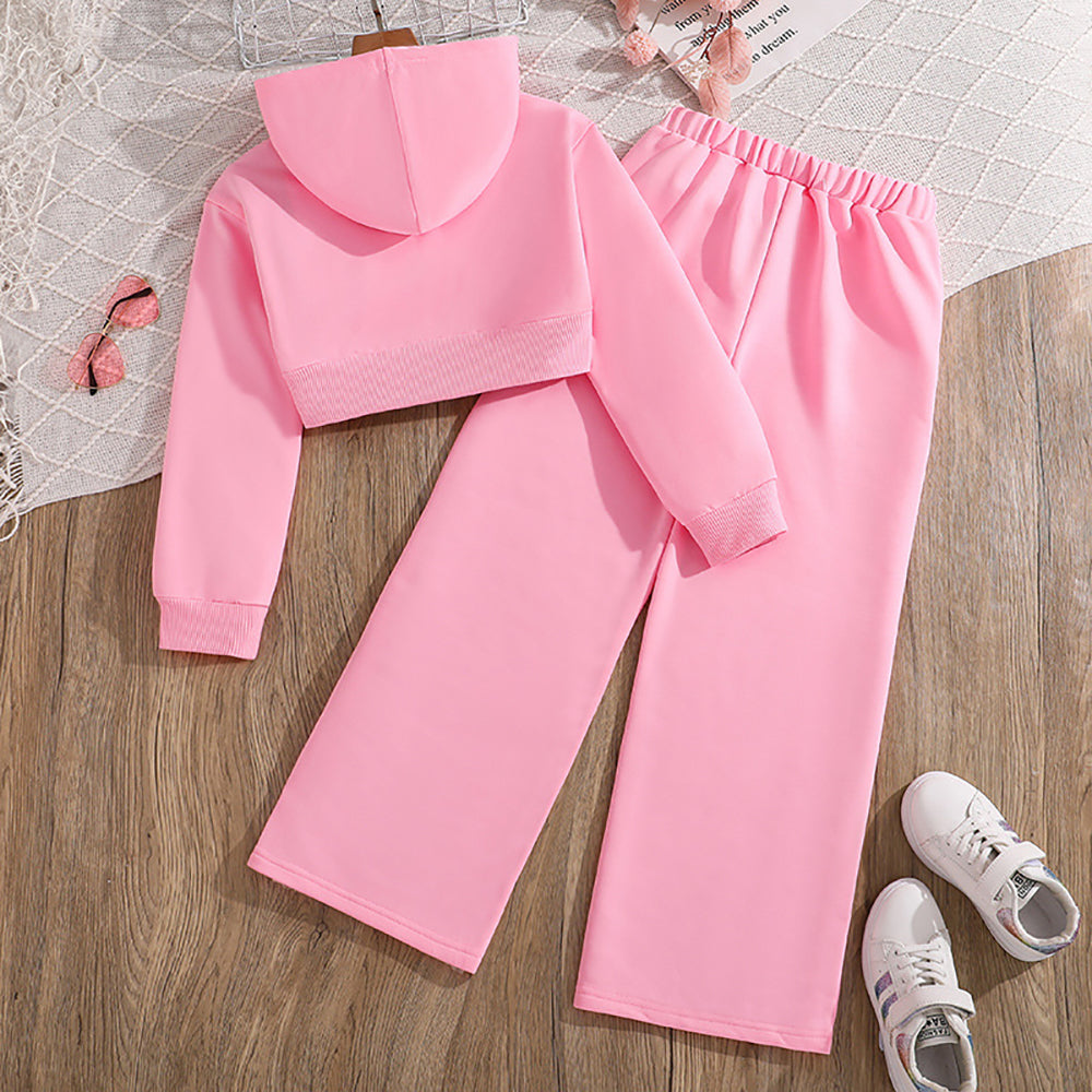 Girls Hooded Long Sleeves Sweatshirt With Trouser
