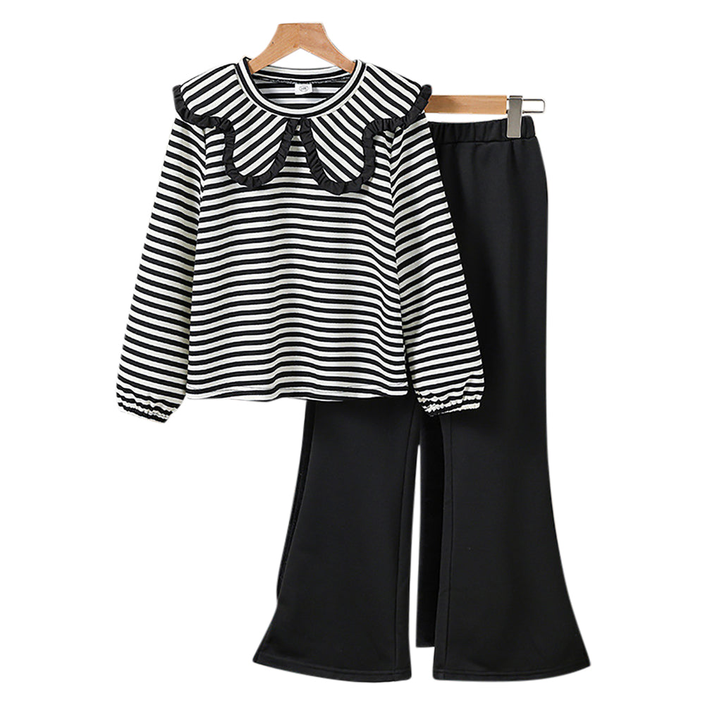 Girls Striped Long Sleeves Top With Palazzos