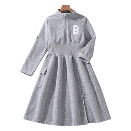 Girls Mock Neck Fit and Flare Dress